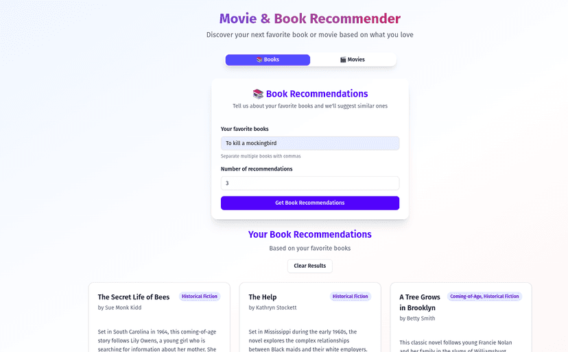 Movie/Book Recommender