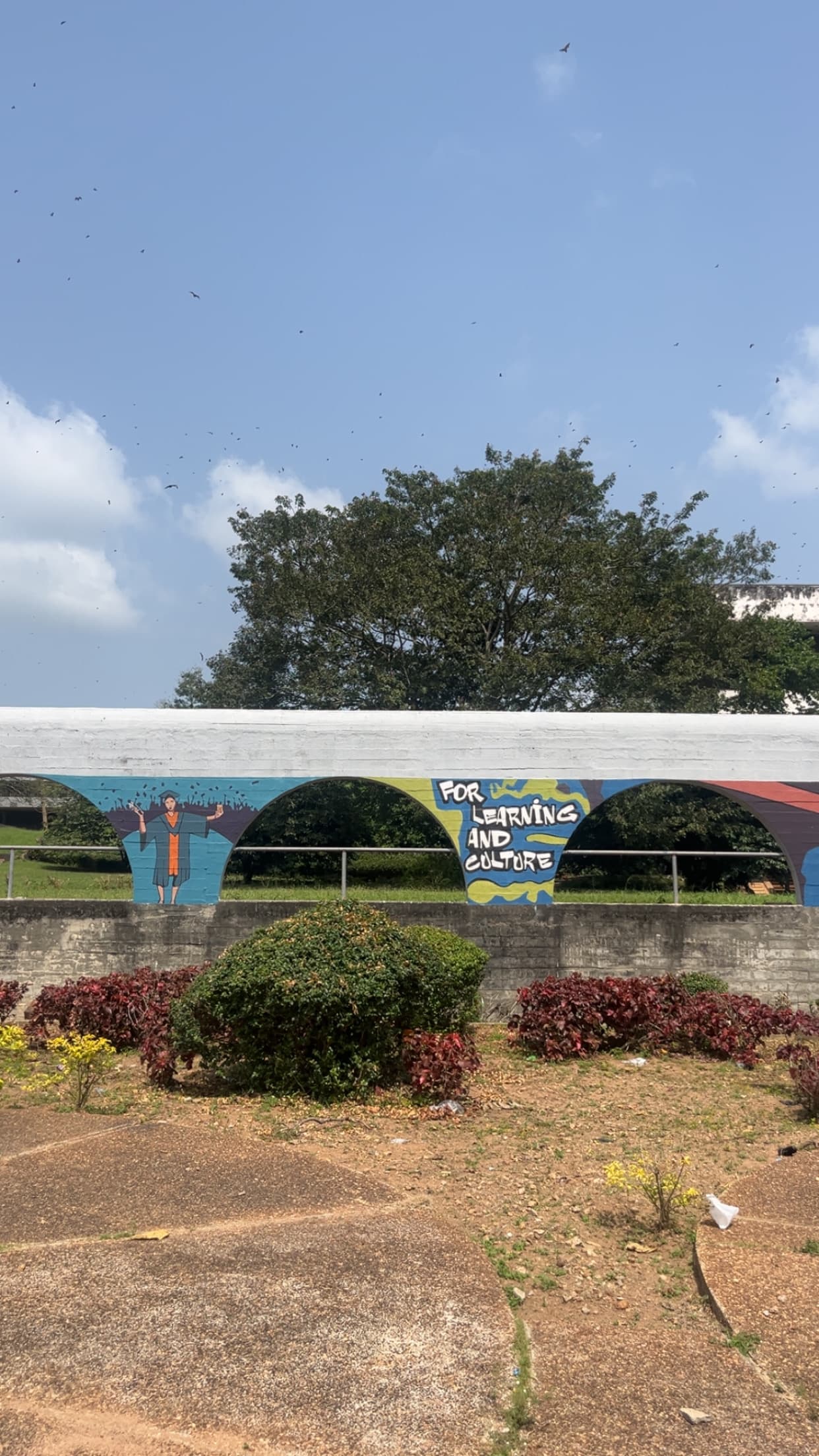 Campus mural with For Learning and Culture text